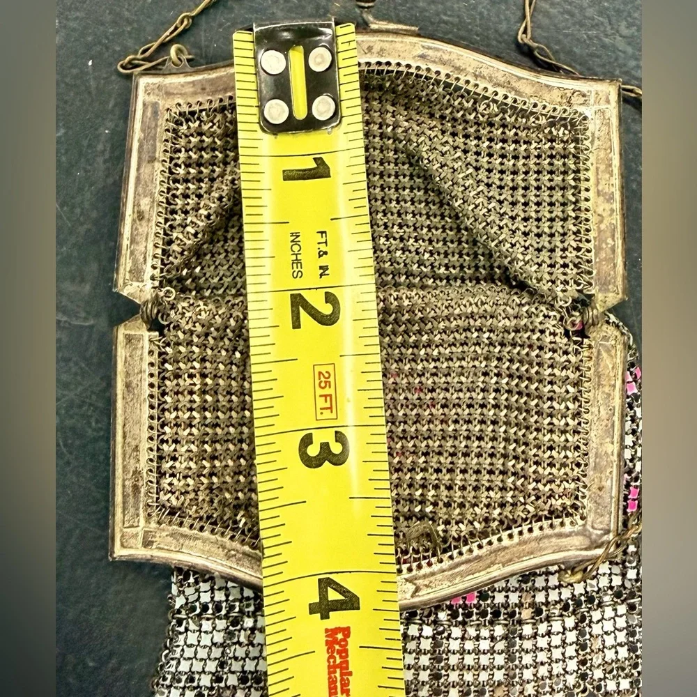 Whiting & Davis Antique Mesh Bag Flapper Purse 1920s Fringe Marked